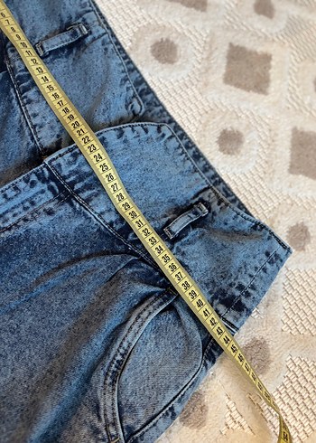 Mavi Batik Desenli Düğmeli Kadın Jean - Görsel 9