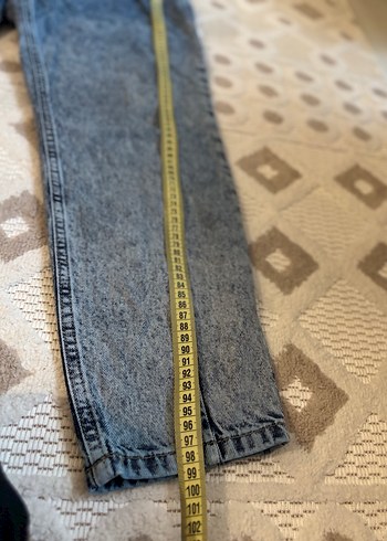 Mavi Batik Desenli Düğmeli Kadın Jean - Görsel 7