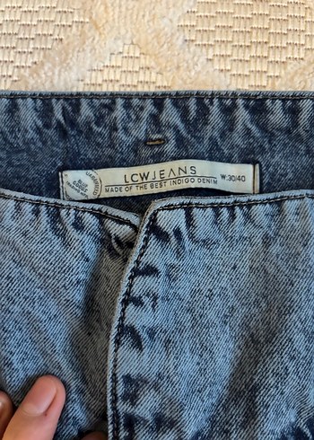 Mavi Batik Desenli Düğmeli Kadın Jean - Görsel 5