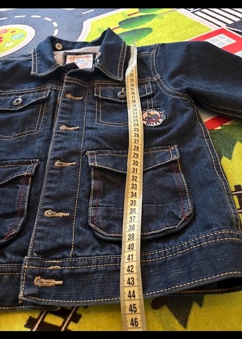 Düğmeli Koyu Mavi çocuk Kot Ceket - Görsel 5