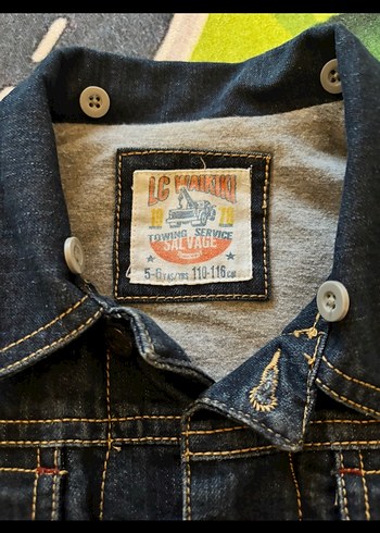 Düğmeli Koyu Mavi çocuk Kot Ceket - Görsel 4