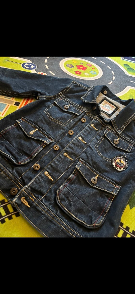 Düğmeli Koyu Mavi çocuk Kot Ceket - Görsel 2