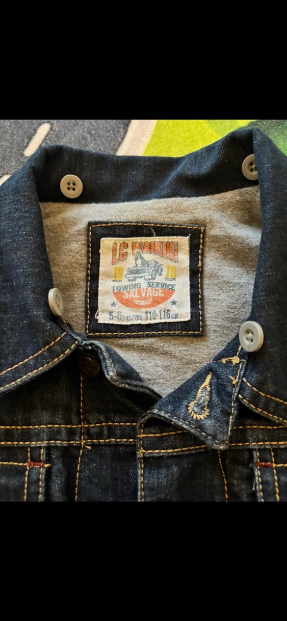 Düğmeli Koyu Mavi çocuk Kot Ceket - Görsel 4