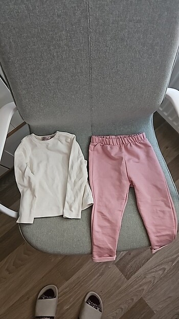 Beyaz body lila pembe tayt pantalon kiz bebel alt ust takim