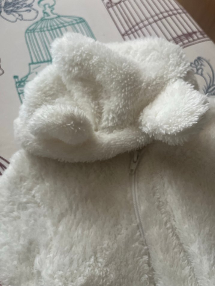 Kapüşonlu Beyaz Kürklü Bebek Tulumu - Görsel 4