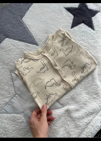 Düğmeli Uzun Kollu Gri Bebek Tulum - Görsel 3