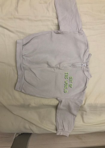 Erkek Çocuk Gri Kısa Kollu Fermuarlı Sweatshirt - Görsel 2