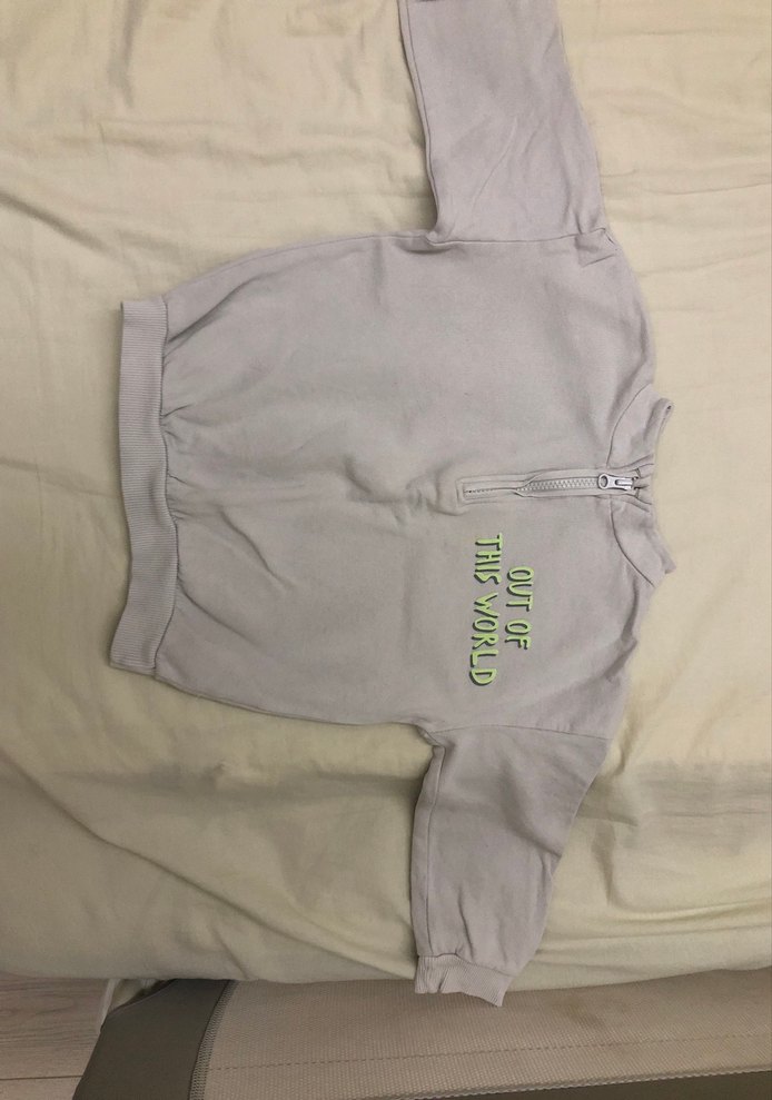 Erkek Çocuk Gri Kısa Kollu Fermuarlı Sweatshirt - Görsel 2