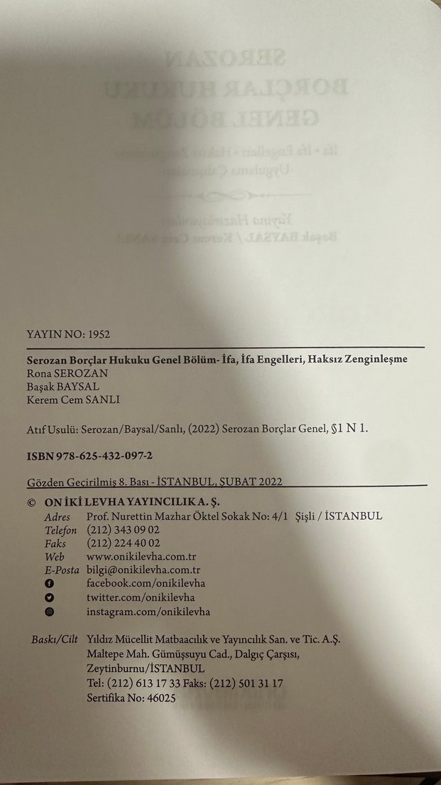 Serozan Borçlar Hukuku Genel Bölüm — görsel 4/4