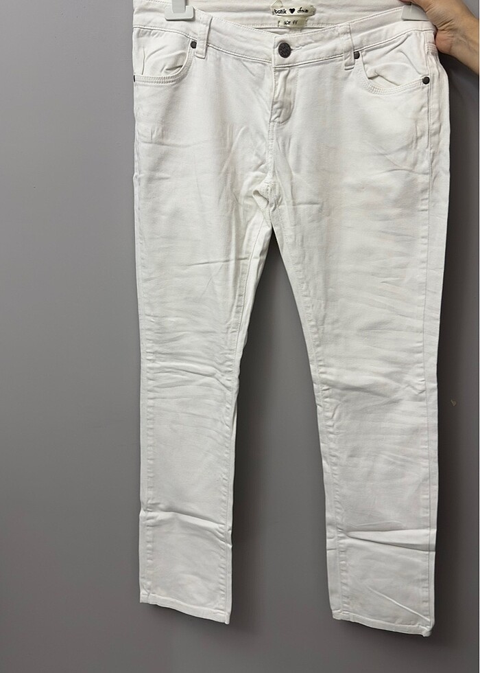 Beyaz likralı jean - Görsel 5