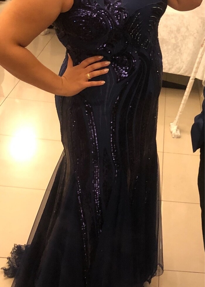 Saks Rengi Balık Abiye - Görsel 2