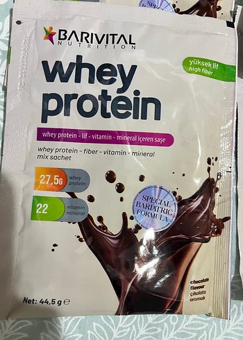 Barivital Whey Protein Tozu 44,5g Çikolata Aromalı