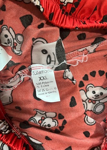 Diğer Renkli Baskılı Kırmızı Rahat Pijama Altı
