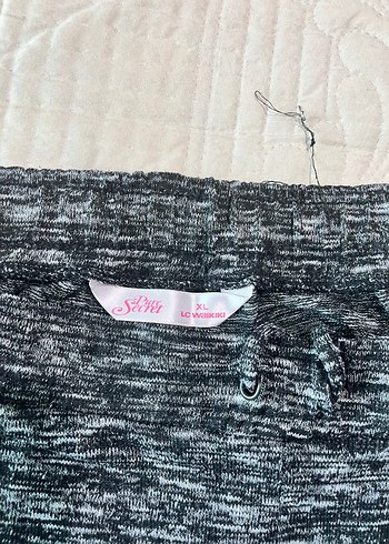 xl Beden Gri Bağcıklı Kadın Örme Eşofman Altı