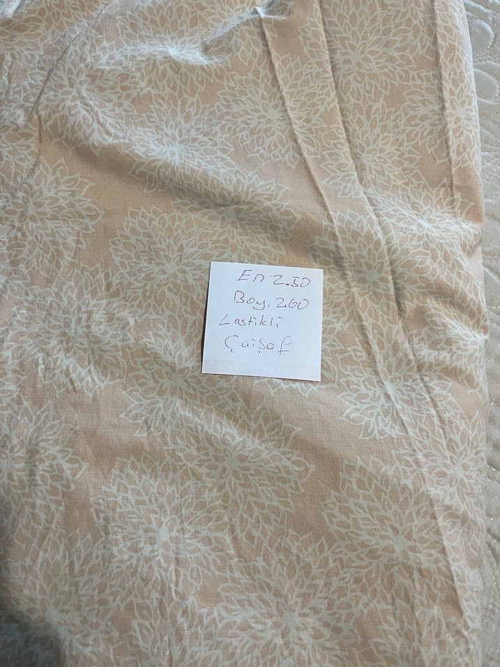 Bej Baskılı lastikli çarşaf - Görsel 3