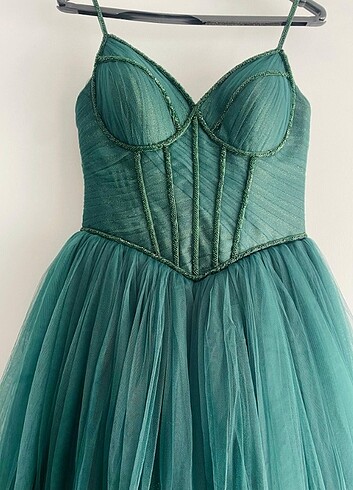 Cam Göbeği Mavi Nişan Elbisesi - Görsel 4