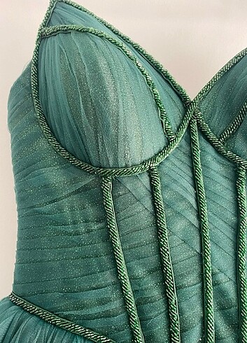 Cam Göbeği Mavi Nişan Elbisesi - Görsel 5