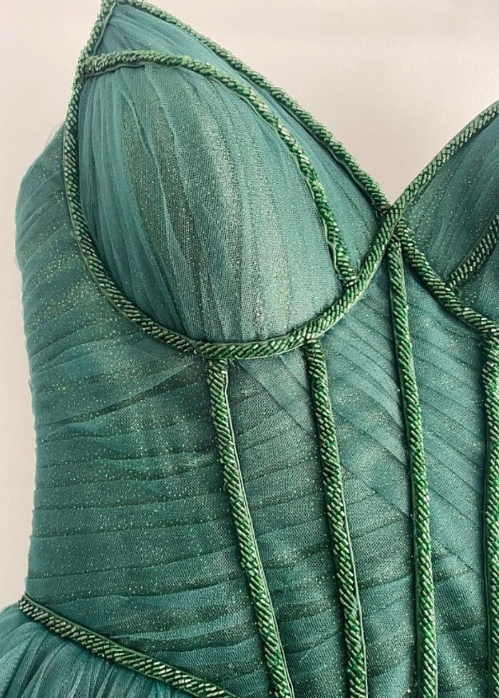 Cam Göbeği Mavi Nişan Elbisesi - Görsel 5