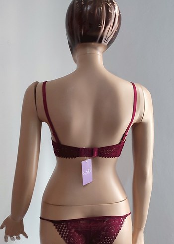 Bordo Taşlı Sütyen Takımı - Görsel 3