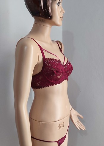 Bordo Taşlı Sütyen Takımı - Görsel 2