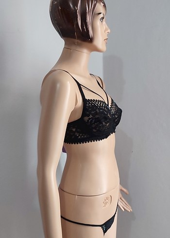 Siyah Goth Dantelli Midi Sütyen - Görsel 2