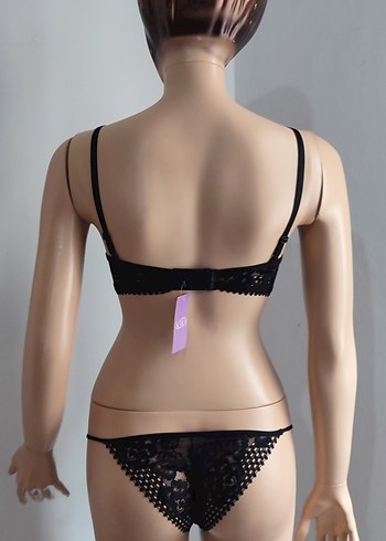 Siyah Goth Dantelli Midi Sütyen - Görsel 3