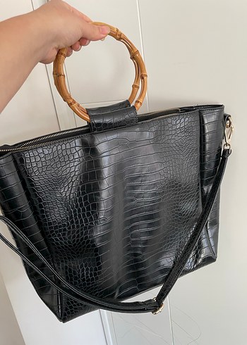 Lutvelizade siyah Deri Yılan Desenli Kadın Çanta - Görsel 8
