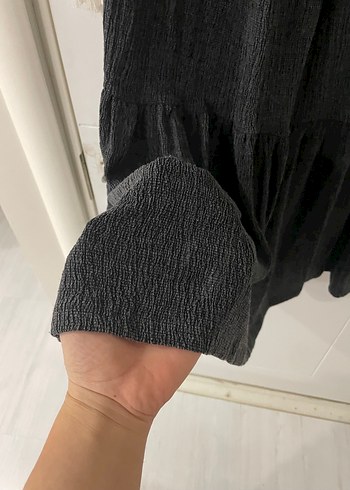 Gri Uzun Etek Volanlı Bohem - Görsel 2