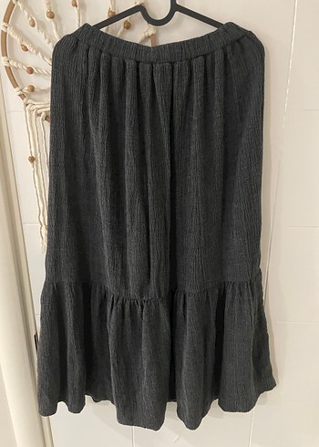 Gri Uzun Etek Volanlı Bohem - Görsel 4