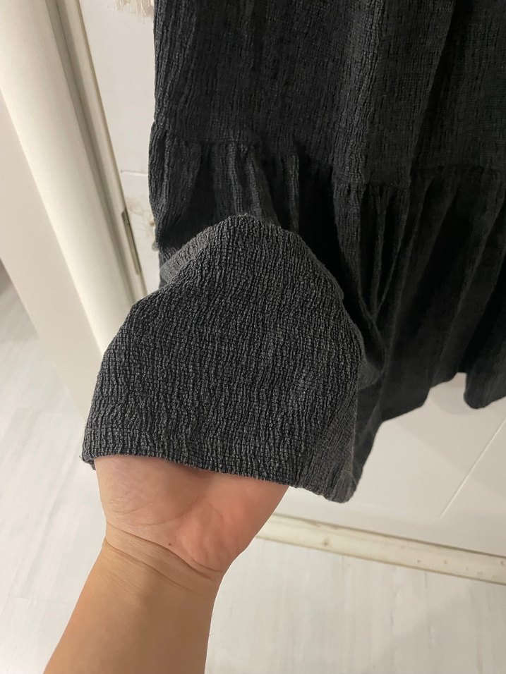 Gri Uzun Etek Volanlı Bohem - Görsel 2