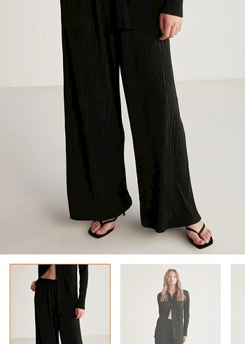 Grimelange Kadın Siyah  Piliseli Midi Pantolon - Görsel 5