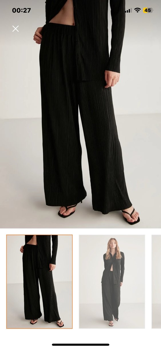 Grimelange Kadın Siyah  Piliseli Midi Pantolon - Görsel 5