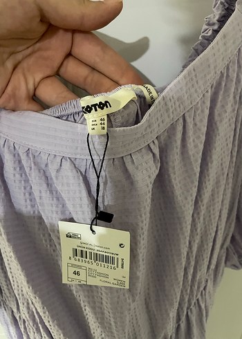 Uzun lila beli lastikli Elbise - Görsel 3