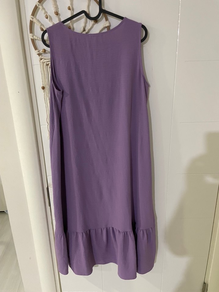 Mor Kolsuz Midi Elbise - Görsel 5