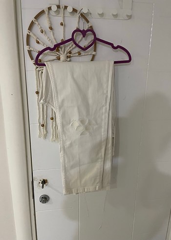Beyaz krem Nakışlı Kadın kot