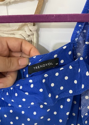 Mavi Puantiyeli Midi Elbise - Görsel 3