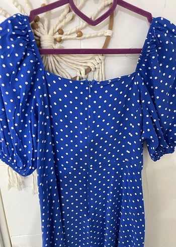 Mavi Puantiyeli Midi Elbise - Görsel 7