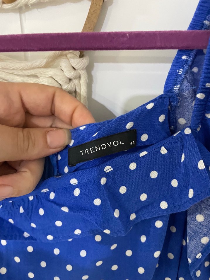 Mavi Puantiyeli Midi Elbise - Görsel 3