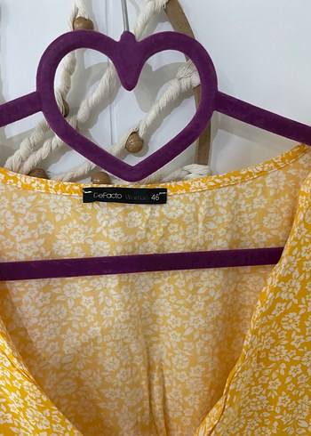 Sarı V Yakalı Uzun Bohem Elbise - Görsel 3