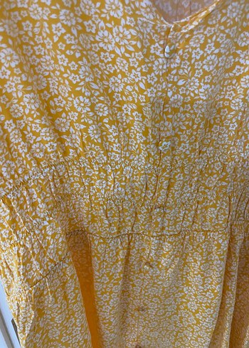 Sarı V Yakalı Uzun Bohem Elbise - Görsel 5