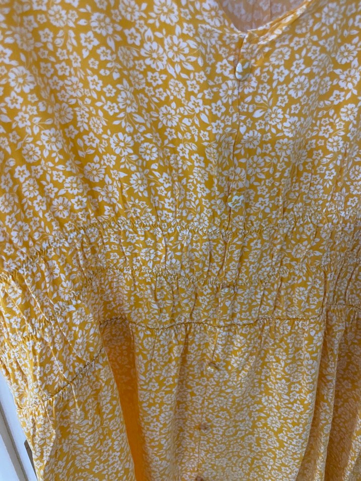 Sarı V Yakalı Uzun Bohem Elbise - Görsel 5