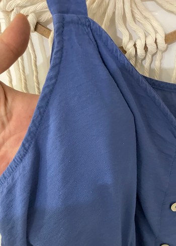 Mavi düğmeli elbise - Görsel 4