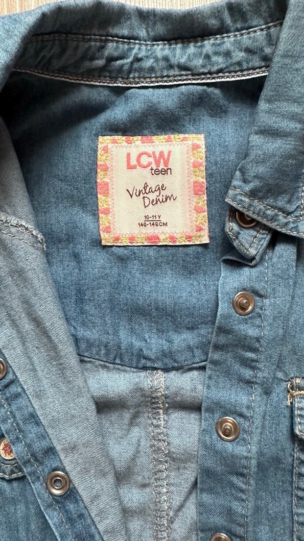 Mavi Denim Kız Gömlek - Görsel 3