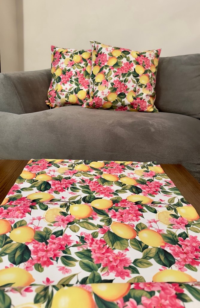 Sarı Pastel Çiçekli Modern runner ve Kırlent kılıfı - Görsel 4