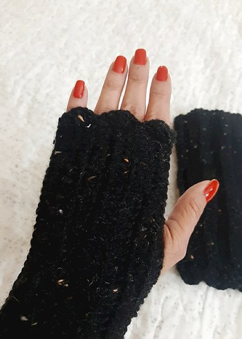 Siyah Örgü Bohem Eldiven - Görsel 2