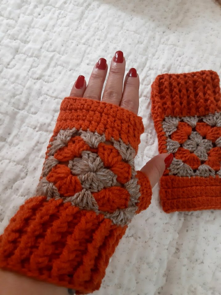 Renkli Örgü Bohem Kadın Eldiveni - Görsel 2