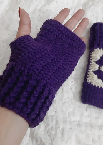 Mor Örgü Bohem Kadın Eldiveni - Görsel 2