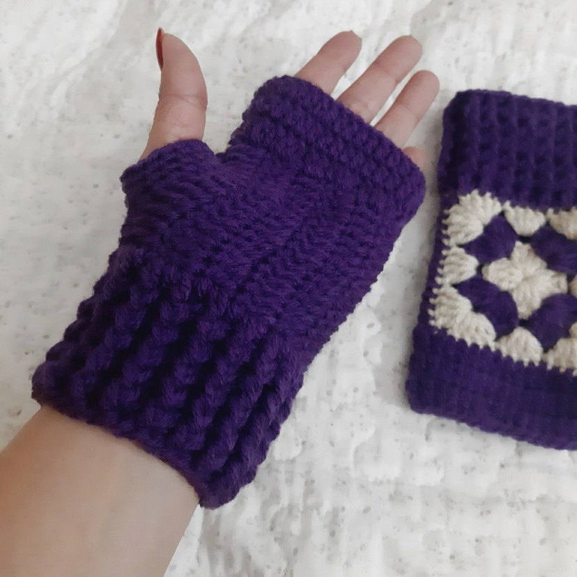 Mor Örgü Bohem Kadın Eldiveni - Görsel 2