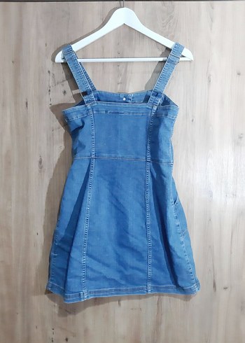 Mavi Denim Düğmeli Midi Elbise - Görsel 3