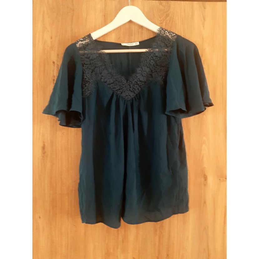 Bohem V Yakalı Turkuaz Kadın Bluz - Görsel 2